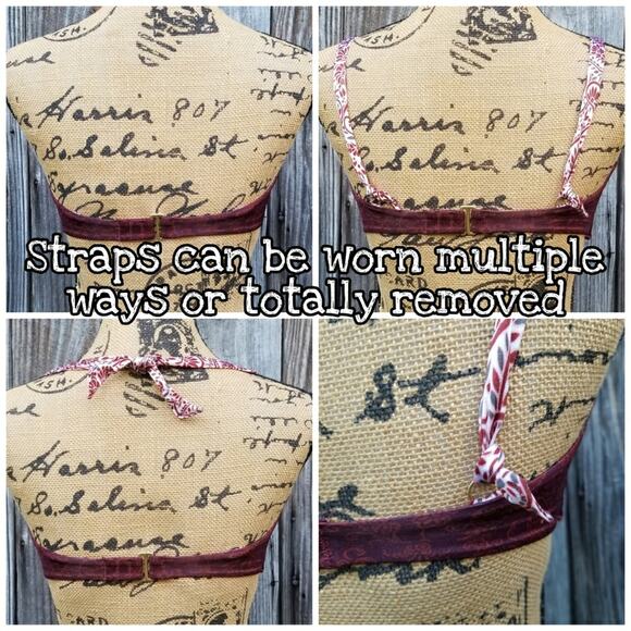 Bandeau Bikini Top Athleta Aqualuxe Batik Size XS Maroon Stretch Convertible EUC - Picture 6 of 11